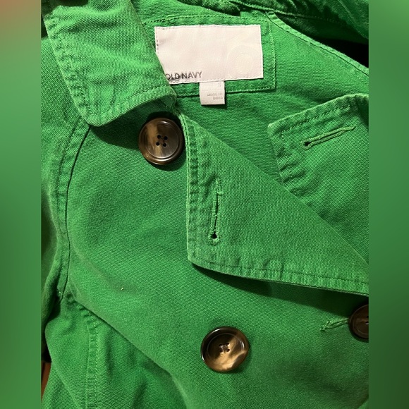S Kelly Green Old Navy Large Button Canvas Pea Coat Jacket - Picture 11 of 13